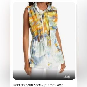 KOBI HALPERIN Small Shari Front Zip Vest Watercolor Print Original $395